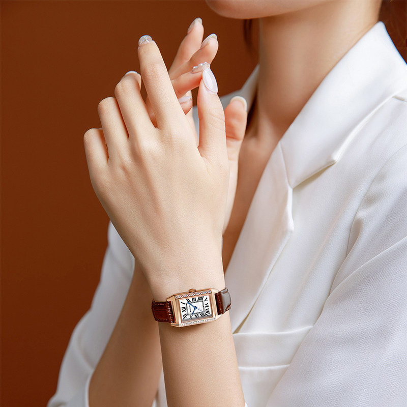 专柜同款罗西尼女简约防水小方表 罗西尼手表国产腕表