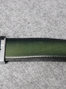 蓝豹男士绿色正装皮带 bespoke系列 牛皮头层革1100mm