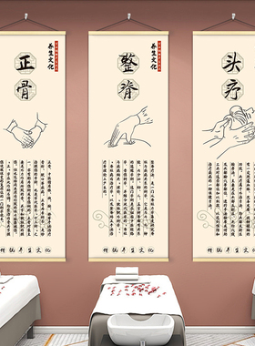 艾灸足疗按摩店中医馆装饰挂画养生文化墙面海报背景氛围布置壁画
