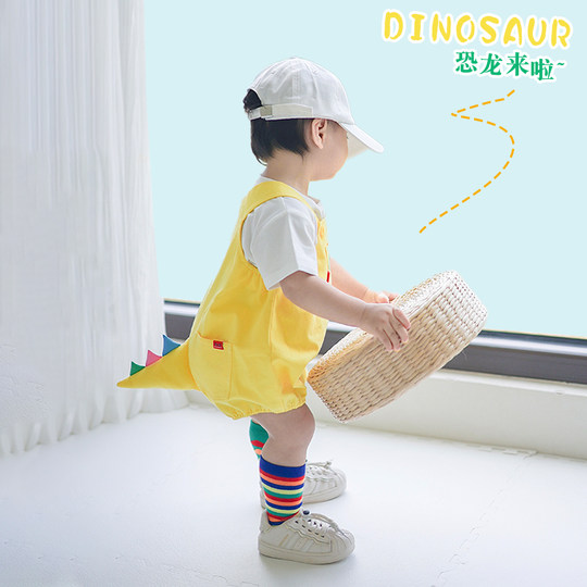 宝宝短袖套装夏季薄款儿童两件套夏装背带裤婴幼儿小套装洋气时髦