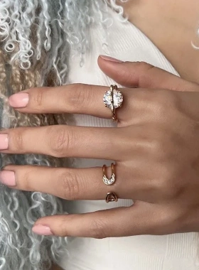 圆冰竹节戒指女原创小众设计感轻奢高级感气质简约百搭