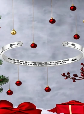 工厂 C形开口 WHOSE DAUGHTER MOTHER钛钢手镯皇冠励志手镯环