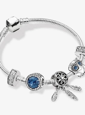 蓝色热气球和飞机吊坠DIY欧洲时尚魅力星空系列女士手链现货