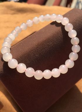 和田玉天然藕粉色女款山料手串