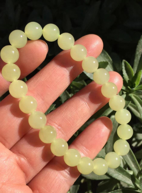 新疆若羌黄口料手串男女款玉石手链单圈手串男女款圆珠手串8mm