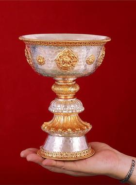 尼泊尔纯铜鎏金酥油灯座