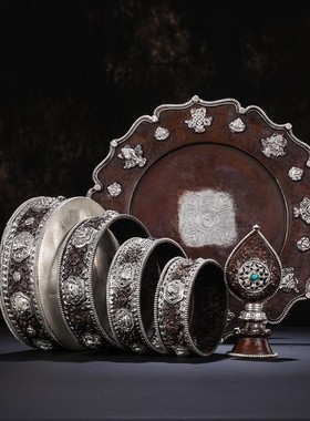 尼泊尔曼扎盘铜修盘八吉