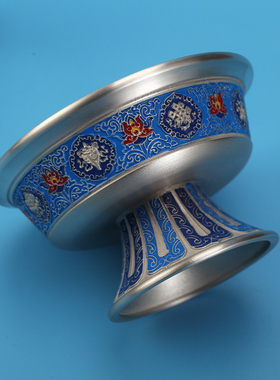 纯锡供护法杯尼泊尔彩绘