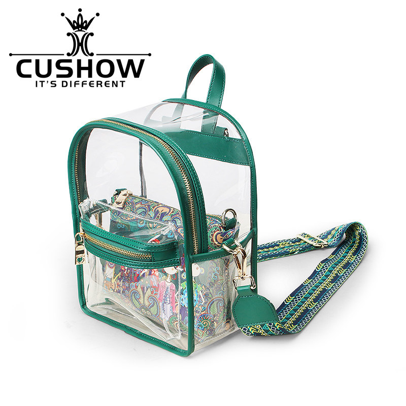 卡秀透明果冻双肩包2025春新款透明背包宽肩带多用女包单肩斜挎包,淘宝优惠券,粉丝福利购,淘宝优惠卷