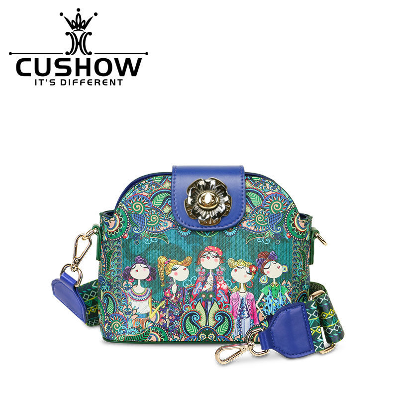 卡秀原创时尚宽肩带印花包斜挎小包 卡秀女士包袋