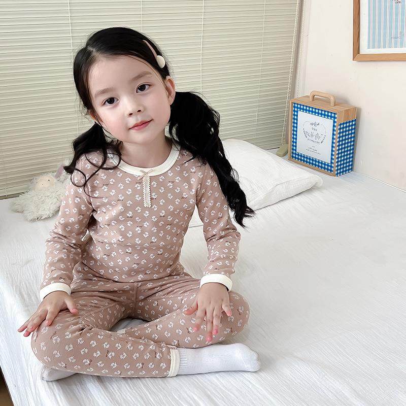 女童小碎花家居服纯棉A类保暖内衣棉毛衫秋衣秋裤睡衣无痕套装冬,淘宝优惠券,粉丝福利购,淘宝优惠卷