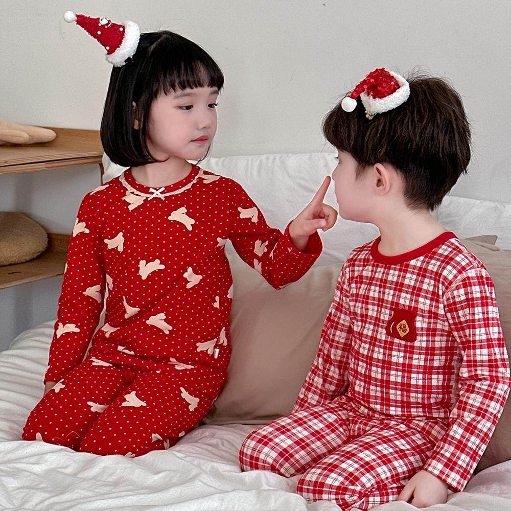 宝宝秋衣秋裤套装纯棉本命年红色儿童睡衣家居服男童女孩保暖内衣,淘宝优惠券,粉丝福利购,淘宝优惠卷