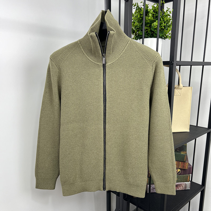 可翻高领拉链开衫男针织衫毛衣外套秋冬季潮流加厚纯色休闲夹克男,淘宝优惠券,粉丝福利购,淘宝优惠卷
