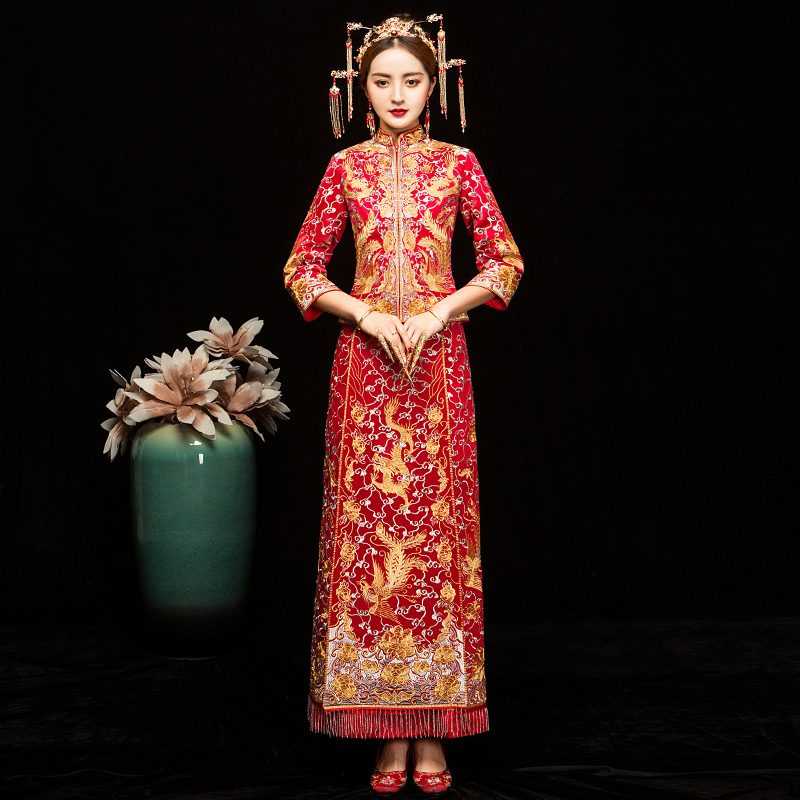 逸芬梦纺旗舰店龙凤褂新娘新款秀禾服中式婚纱礼服敬酒服结婚秀和服古装嫁衣1