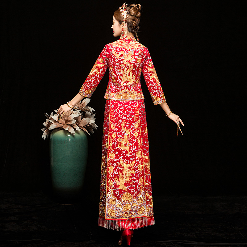 逸芬梦纺旗舰店龙凤褂新娘新款秀禾服中式婚纱礼服敬酒服结婚秀和服古装嫁衣2