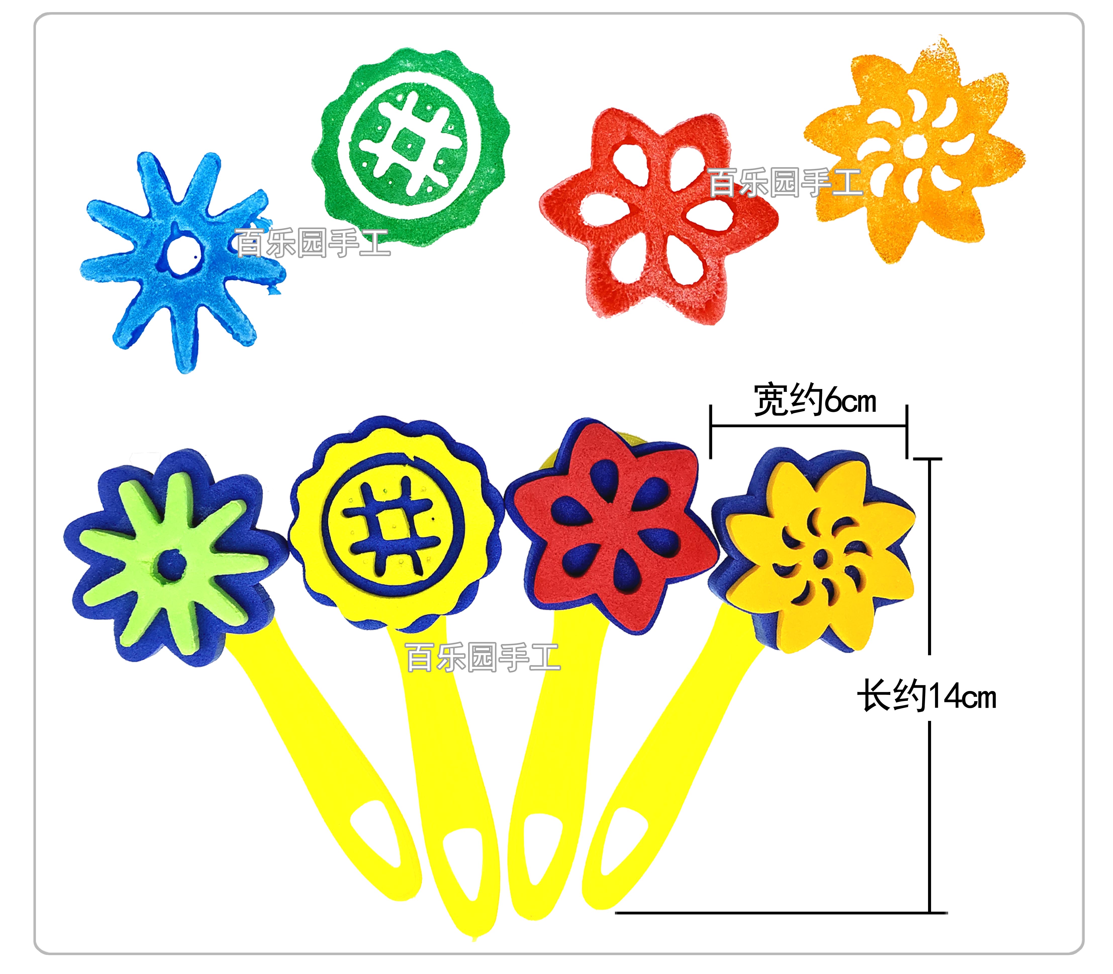 美术绘画涂鸦海绵画滚轮滚筒印章儿童diy早教拓印工具颜料刷笔刷-图2