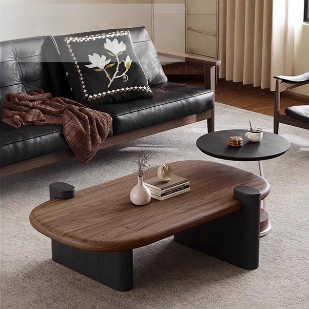 新款简约设计师中古风茶几小户型现代民宿异形茶桌原木色客厅家用,淘宝优惠券,粉丝福利购,淘宝优惠卷