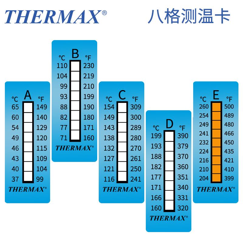 英国Thermax测温贴纸进口五格/六格/八格/十格测温纸TMC热敏试纸 - 图2