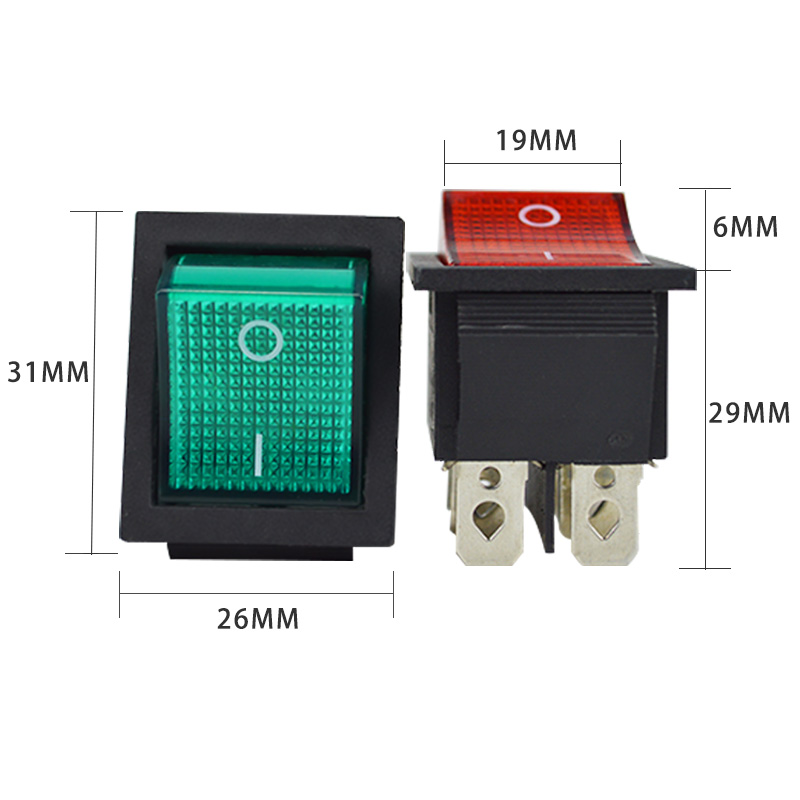 KCD4-2x1 大四脚 2档船型开关 四脚船型红 30x25mm 六脚船型 绿色 - 图0