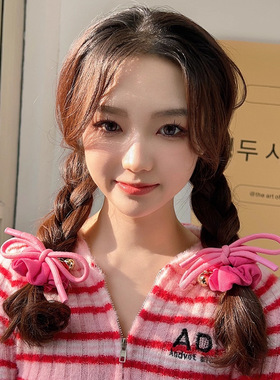 粉色蝴蝶结头绳女生公主落难发圈发绳高级感夏季大肠发圈可爱发饰