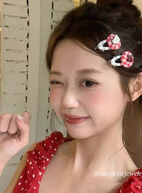可爱KT猫蝴蝶结波点发夹女甜美百搭发卡侧边碎发刘海夹鸭嘴夹头饰