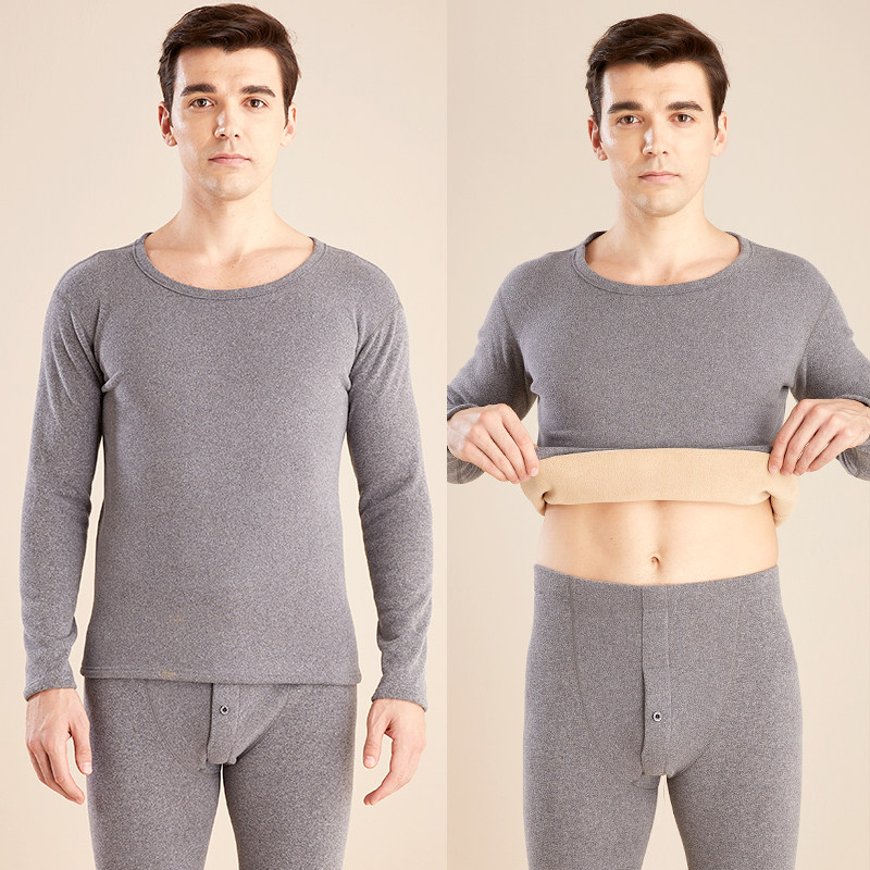 羊羔绒保暖内衣男士加绒加厚套装圆领发热秋衣秋裤冬季防寒打底衫,淘宝优惠券,粉丝福利购,淘宝优惠卷