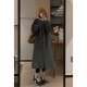 Gray slim mid-length thickened woolen coat