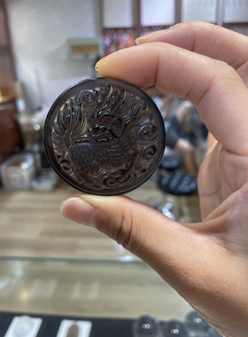 清仓 冰种黑曜石麒麟吊坠男霸气项链水晶挂坠挂件女吉祥物送