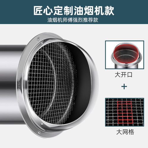 不锈钢风帽外墙出风口加长排烟管穿墙排气口风罩油烟机卫生间防风 - 图2