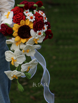 Crochet Wool Thread DIY Rose Butterfly Lan Mix Hitch Falls Bride Hands Touted Bouquet Material Bag To Send Girlfriend Gift