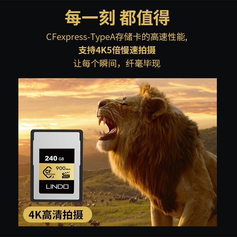 LINDO  CFexpress存储卡type-A高速内存卡适用索尼a3/a7M4/fx31 LD 240G 900MB/s CFe-A卡 - 图0