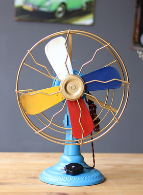复古美式电风扇模型摆件做旧服装店橱窗陈列道具工业风店铺装饰品
