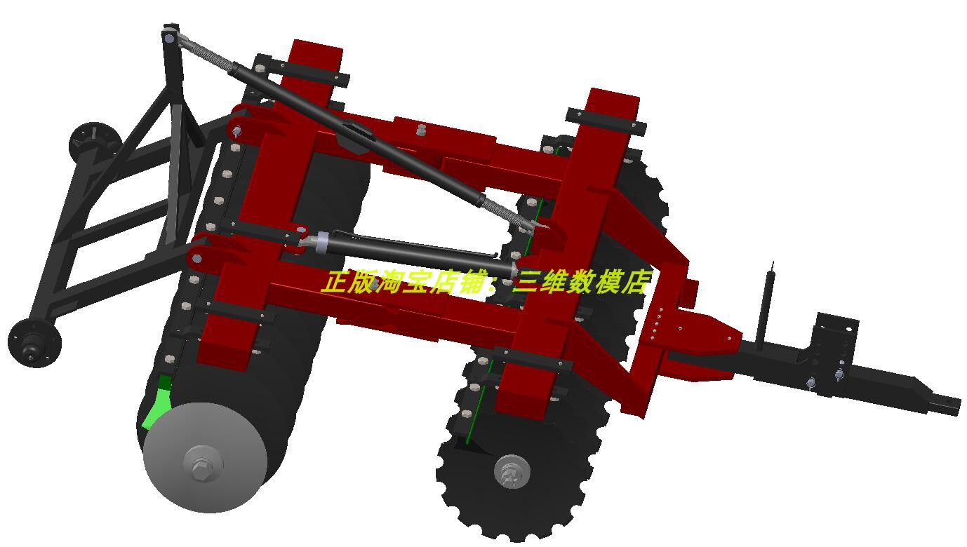 双排圆盘耙 农机农具农业机械犁耕地 3D三维几何数模型Solidworks