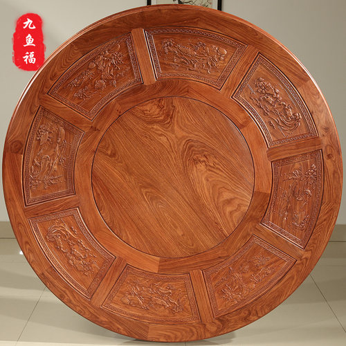 红木餐桌刺猬紫檀圆桌花梨木实木餐桌椅组合古典中式餐厅家具 - 图2