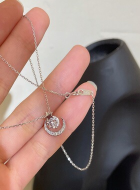 s925纯银星星月亮元素项链女新款潮网红小众轻奢风锁骨链简轻