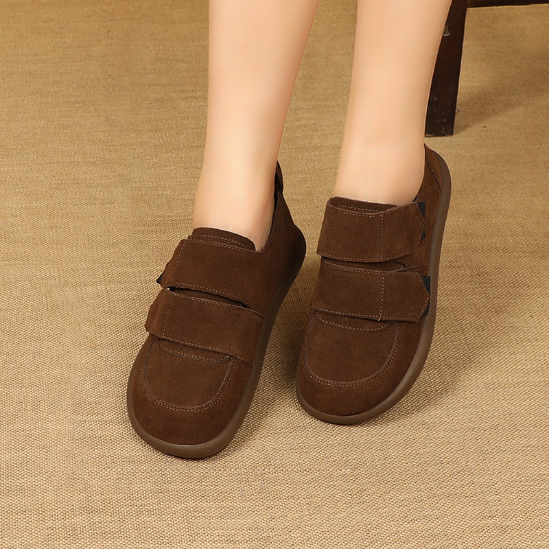 勃肯鞋2025秋季新款真皮平底休闲复古魔术贴单鞋丑萌百搭时尚女鞋,淘宝优惠券,粉丝福利购,淘宝优惠卷