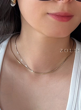 高级简约极细蛇骨链保色叠戴