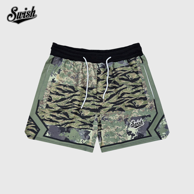 SWISH THE BALL IN丛林拼贴豹纹迷彩美式华夫格篮球短裤夏季百搭,淘宝优惠券,粉丝福利购,淘宝优惠卷