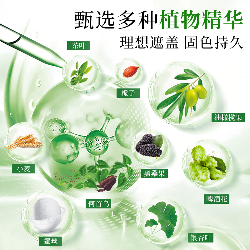 3盒】章华丝精焗发霜植物纯染发剂黑色染发膏女遮白发官方正品