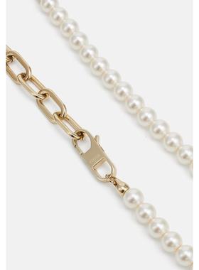 代购Fossil化石女士项链简约优雅精致百搭金色仿珍珠不锈钢抛光