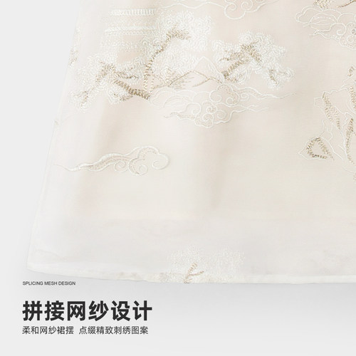 木本尚女童汉服国风旗袍2026新款宝宝周岁礼服提花刺绣夏装连衣裙 - 图3