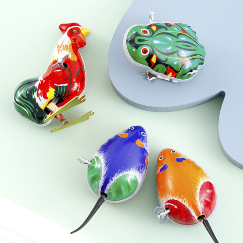 铁皮青蛙上链条80后经典怀旧玩具益智弹跳抖音同款发条玩具小动物 - 图1