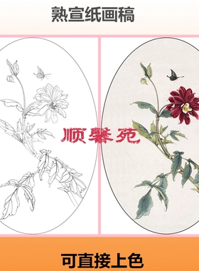 花鸟工笔画熟宣纸白描底稿线描
