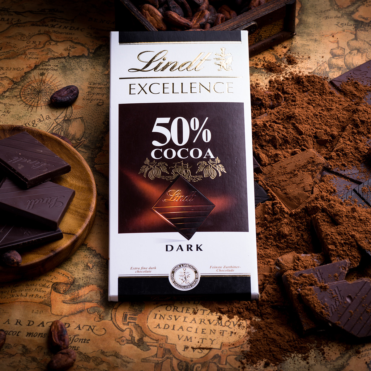 Lindt瑞士莲进口特醇排块装可可黑巧克力50%70%78%99% 圣诞礼物