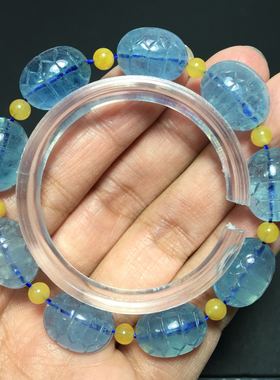 水晶手串蜜蜡天然海蓝宝