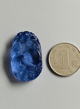 天然蓝色猪吊坠男女水晶小猪项链全透体精品级别生肖锁骨链包邮