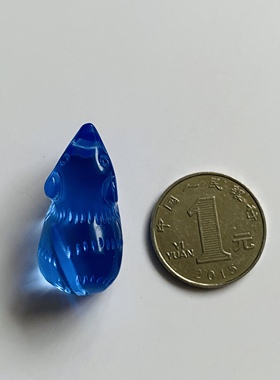 天然蓝水晶老鼠吊坠精品立体雕刻生肖鼠项链挂件全透体配挂绳包邮