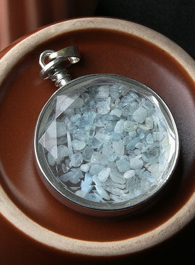 天然海蓝宝许愿瓶吊坠水晶挂件