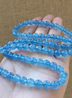 多圈佛珠手链水晶天然海蓝宝