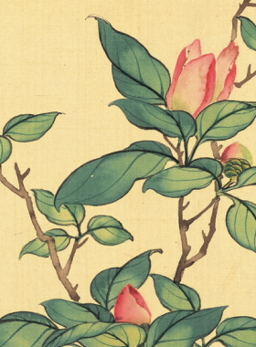 工笔国画屈兆麟茶花水仙